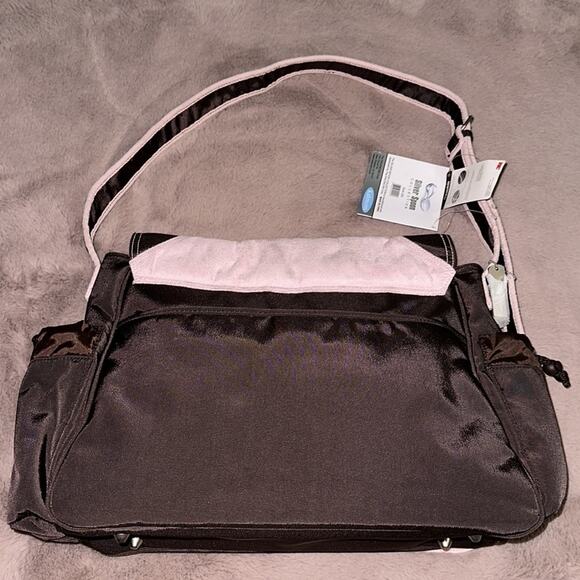 NWT Kalencom Silver Spoon Hannah's Messenger Diaper Bag Pink and Brown - Picture 2 of 12